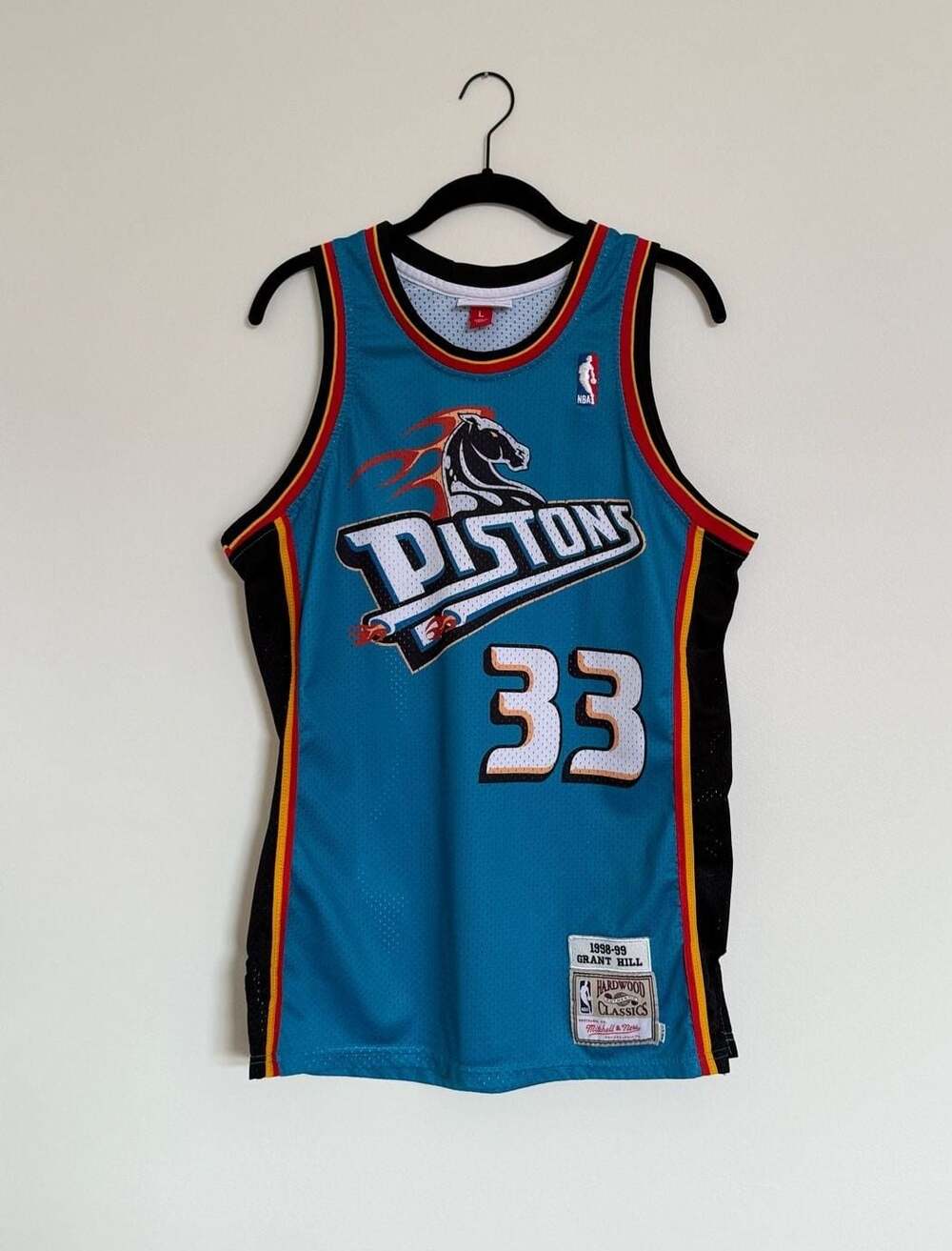 Vintage Detroit Pistons Hill 1998-99 Hardwood Jersey Teal Youth xl / men’s m